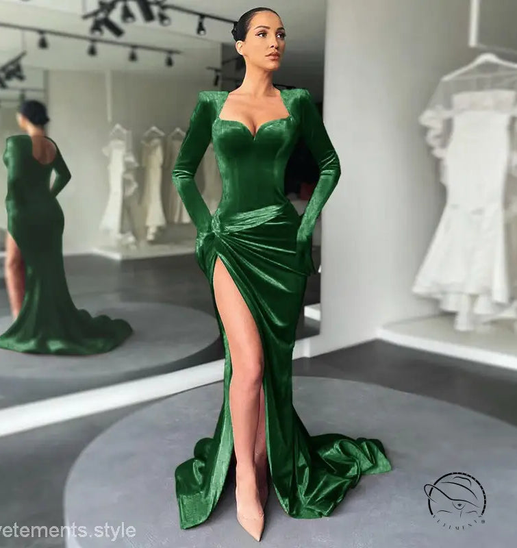 ELEGANT SLIM VELVET DRESS-VETEMENTS