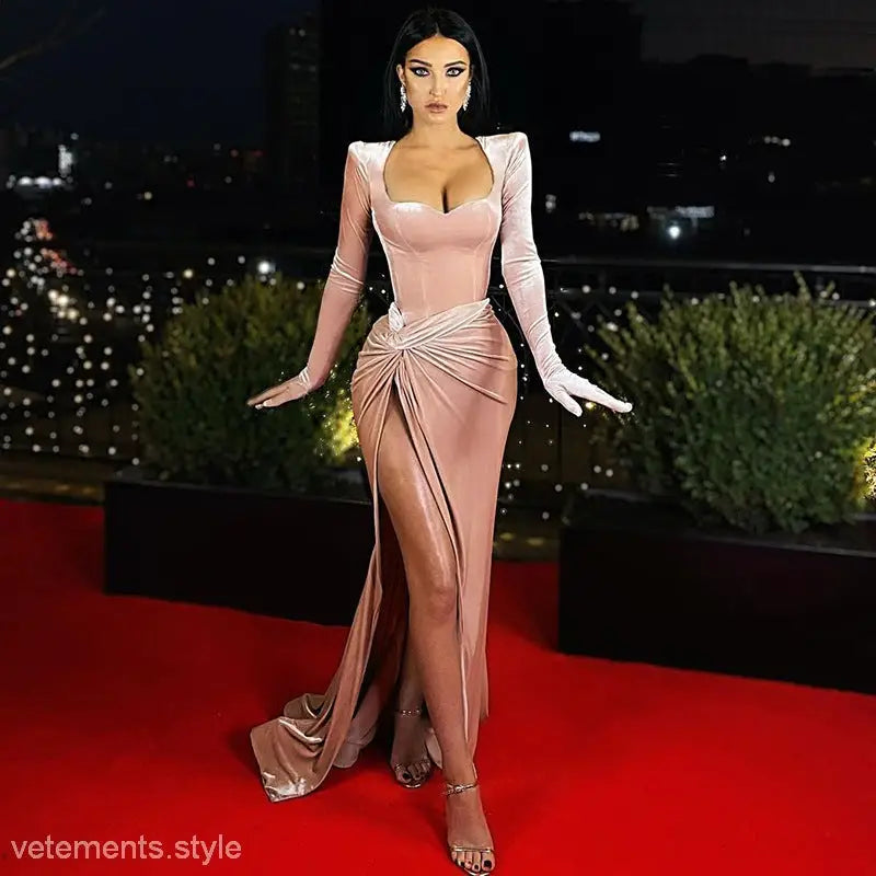 ELEGANT SLIM VELVET DRESS-VETEMENTS