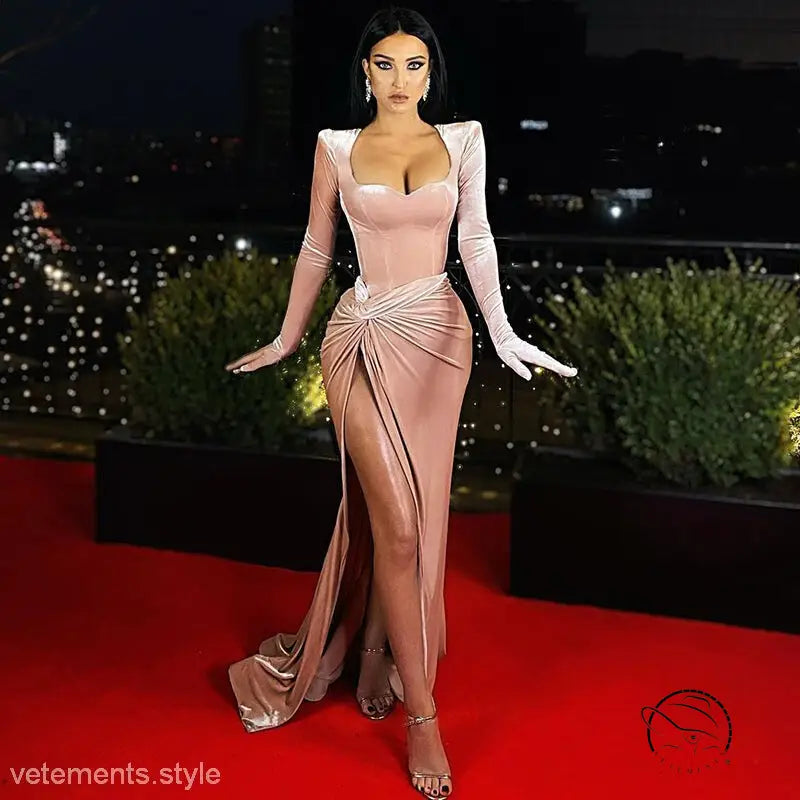 ELEGANT SLIM VELVET DRESS-VETEMENTS