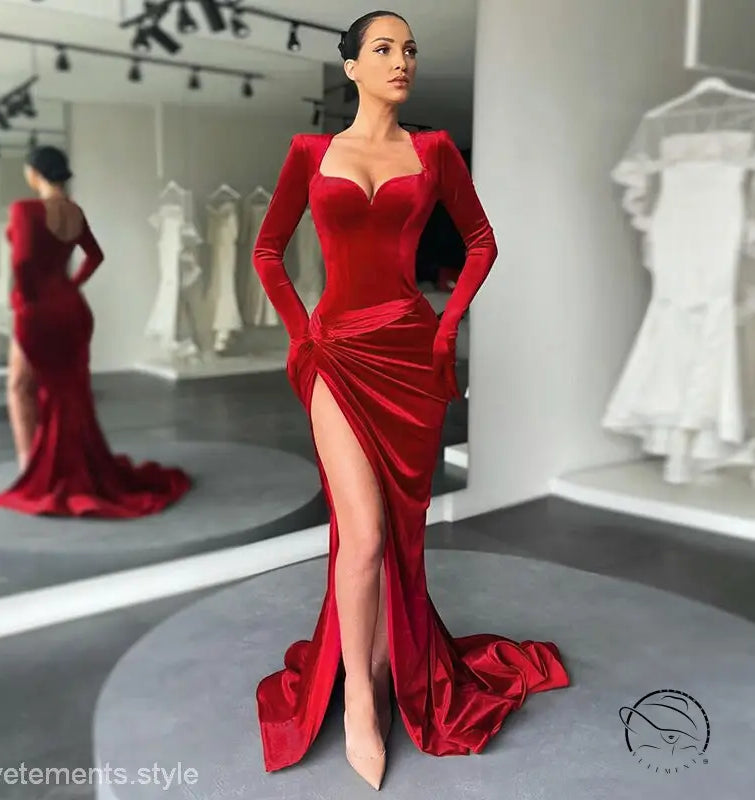 ELEGANT SLIM VELVET DRESS-VETEMENTS