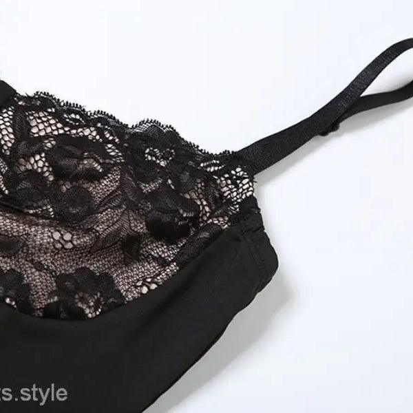 FRENCH LACE SPLICING SLING MAXI DRESS-VETEMENTS