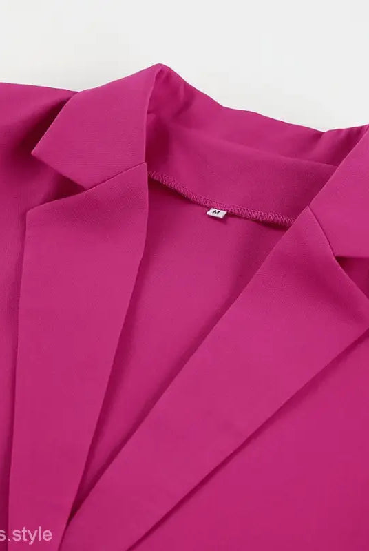 Magenta blazer with lapels from Elegant Spring Casual Set featuring design feather stitching