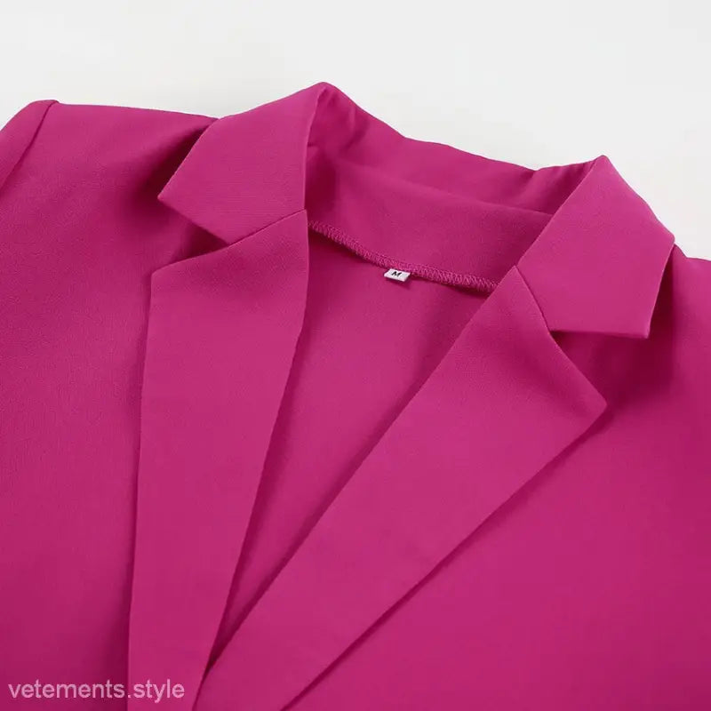 Magenta blazer with lapels from Elegant Spring Casual Set featuring design feather stitching