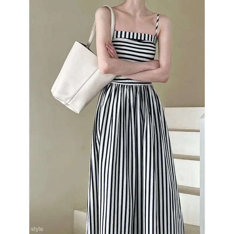 FRENCH STRIPED BANDEAU SLING DRESS-VETEMENTS