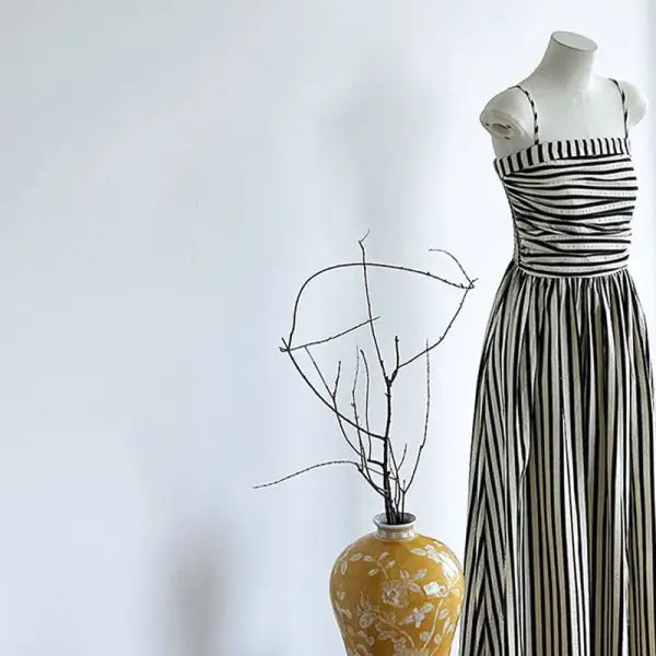 FRENCH STRIPED BANDEAU SLING DRESS-VETEMENTS