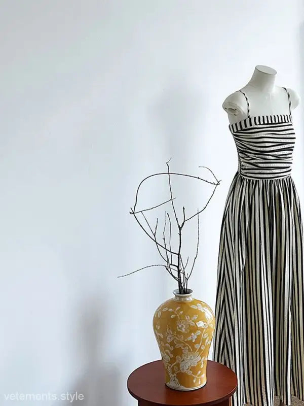 FRENCH STRIPED BANDEAU SLING DRESS-VETEMENTS