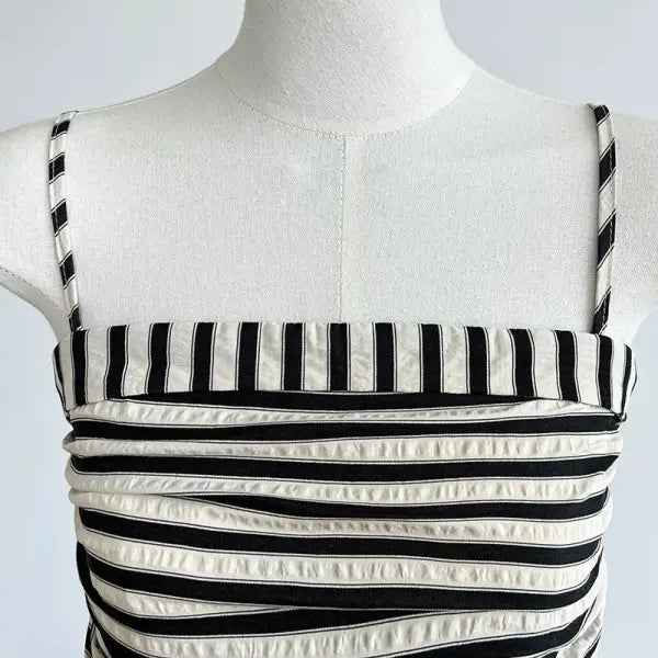 FRENCH STRIPED BANDEAU SLING DRESS-VETEMENTS