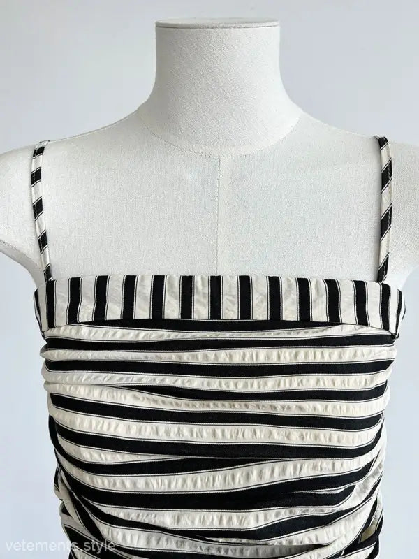 FRENCH STRIPED BANDEAU SLING DRESS-VETEMENTS
