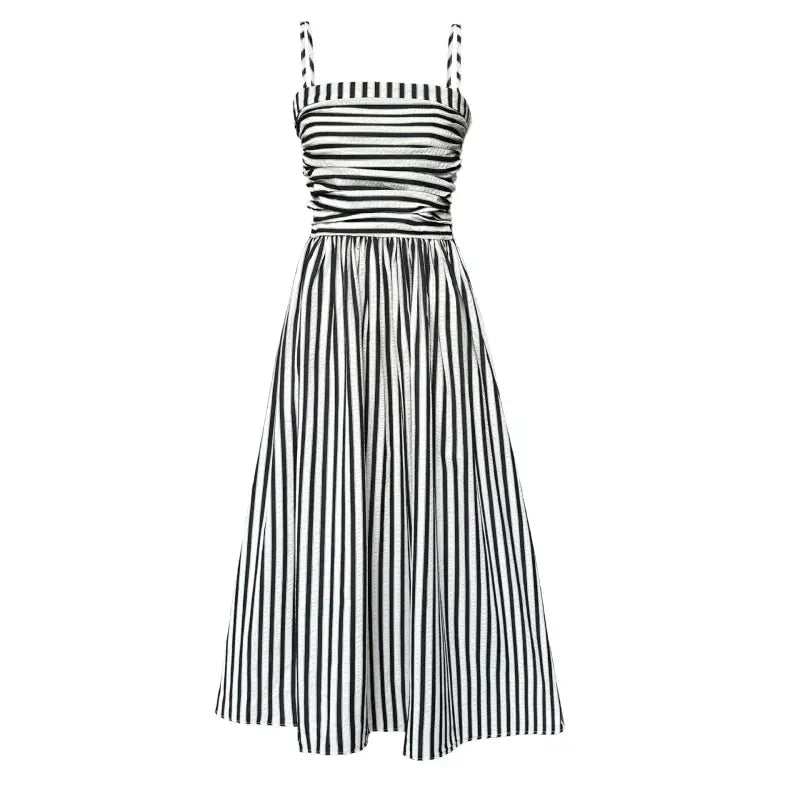 FRENCH STRIPED BANDEAU SLING DRESS-VETEMENTS
