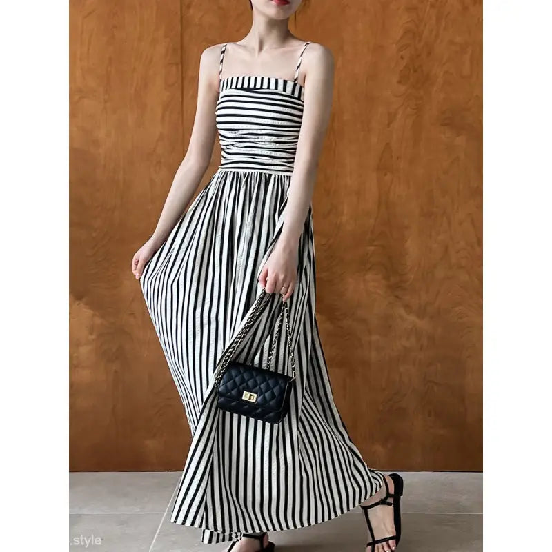FRENCH STRIPED BANDEAU SLING DRESS-VETEMENTS