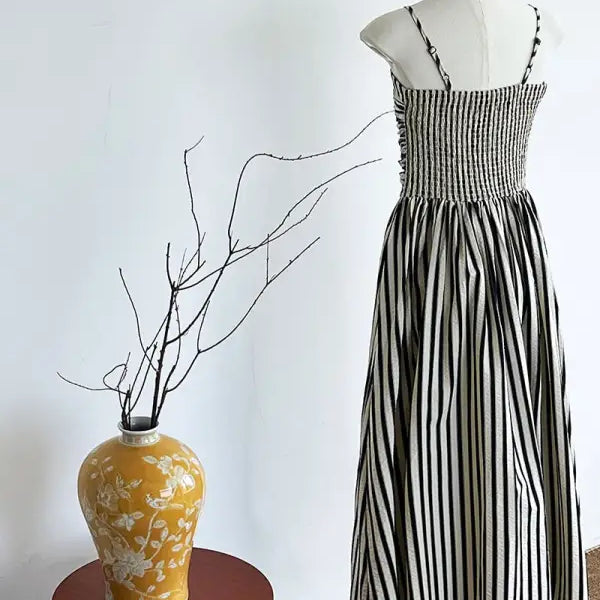 FRENCH STRIPED BANDEAU SLING DRESS-VETEMENTS