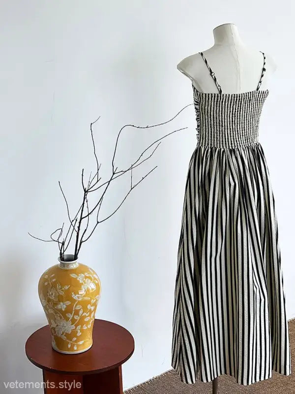 FRENCH STRIPED BANDEAU SLING DRESS-VETEMENTS
