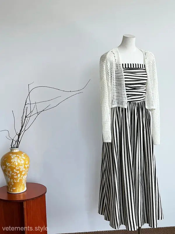 FRENCH STRIPED BANDEAU SLING DRESS-VETEMENTS