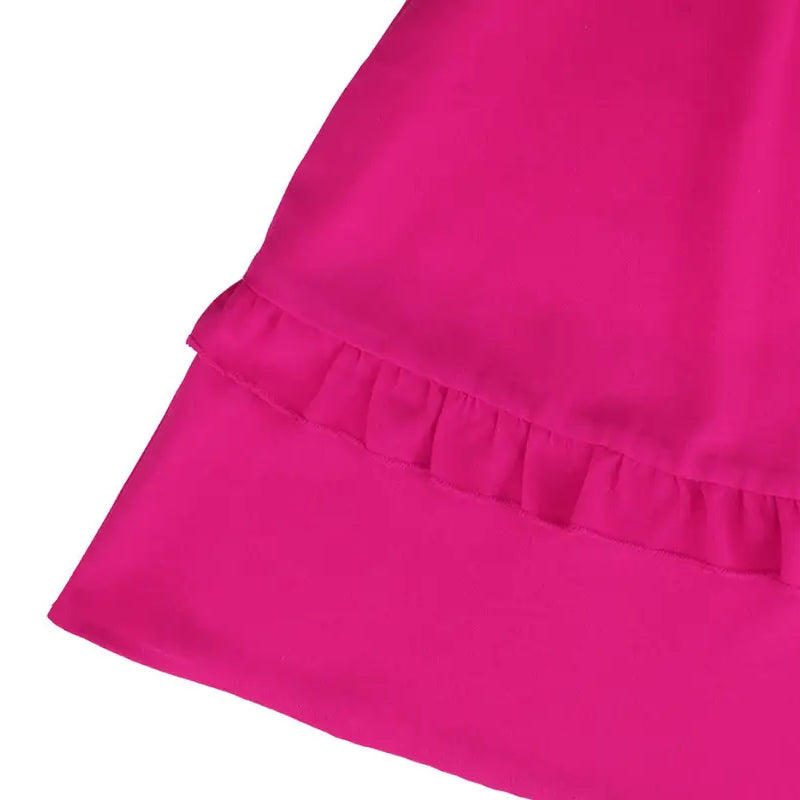 Fuchsia ruffled fabric on Elegant Summer Beach Dress with free shipping and langry design