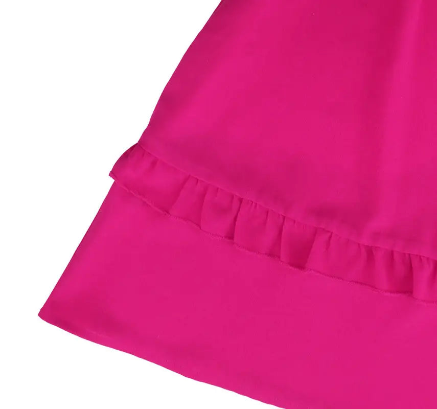 Fuchsia ruffled fabric on Elegant Summer Beach Dress with free shipping and langry design
