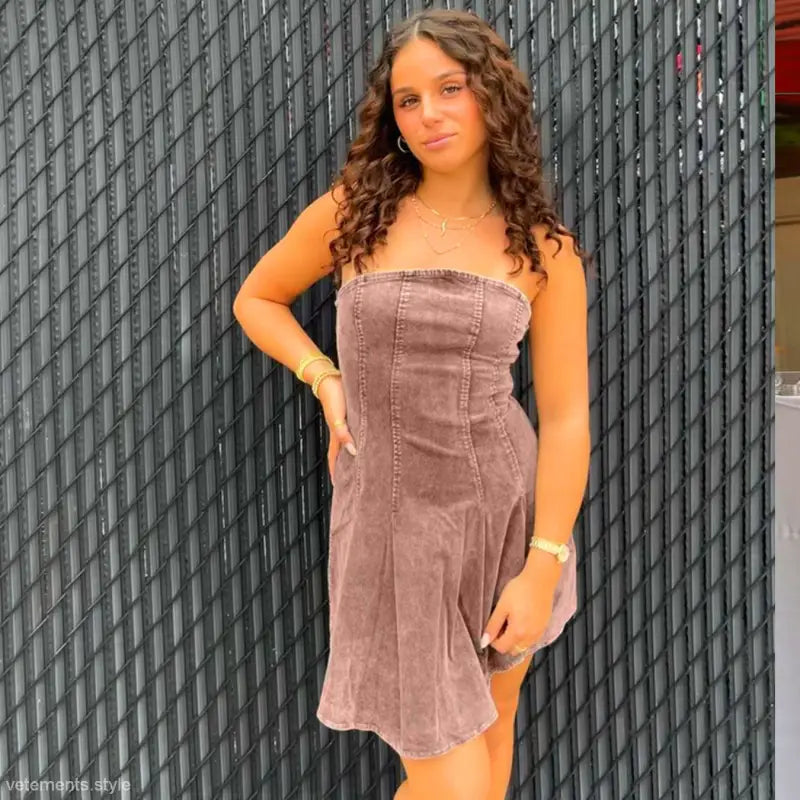 ELEGANT WASHED DENIM DRESS-VETEMENTS