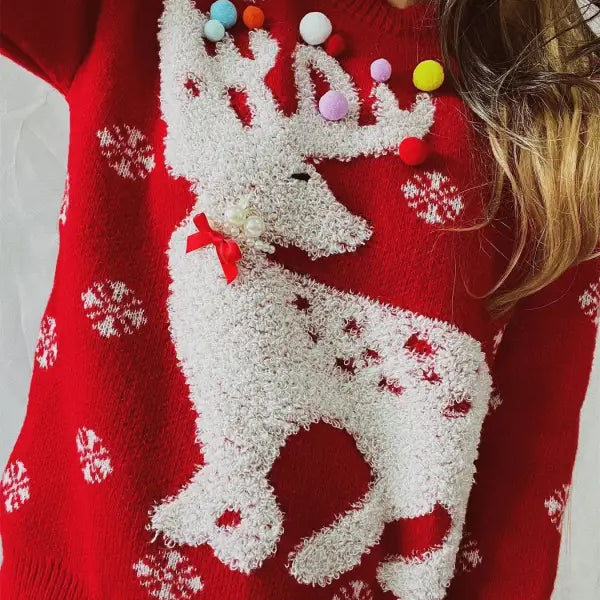 ELK FLOCKING JACQUARD HANDMADE CHRISTMAS SWEATER-VETEMENTS