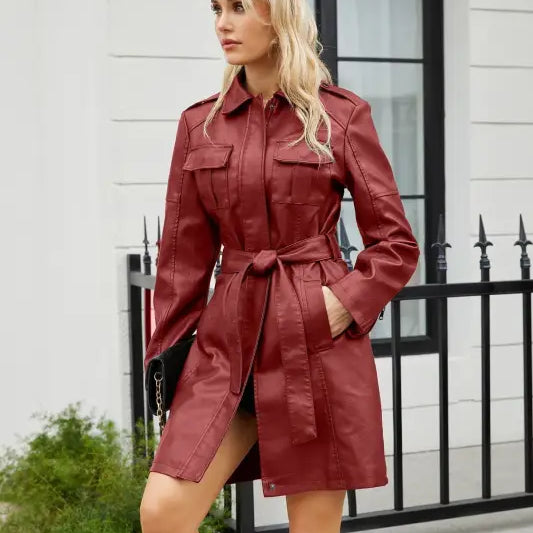 LEATHER BRITISH COAT-VETEMENTS