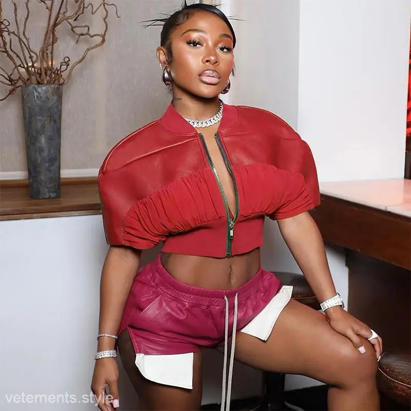 LEATHER STITCHING COAT-VETEMENTS