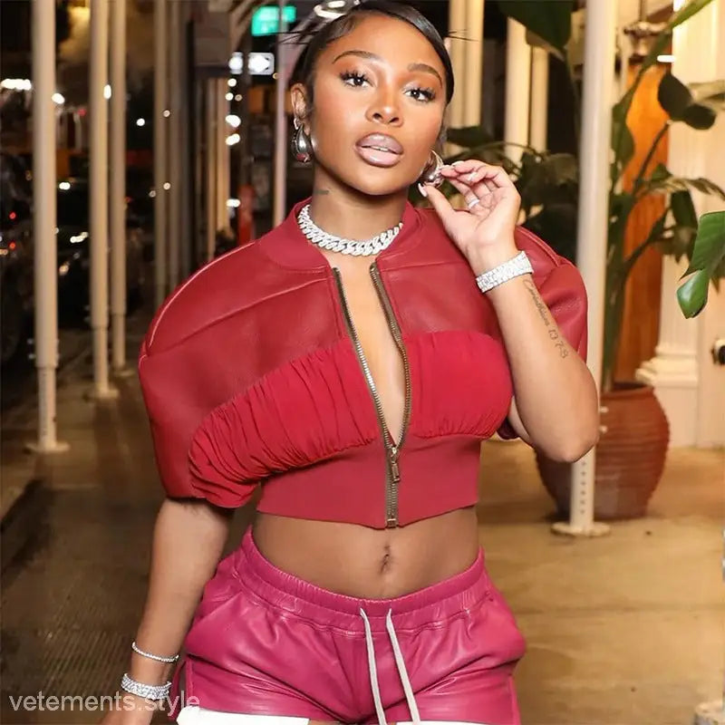 LEATHER STITCHING COAT-VETEMENTS