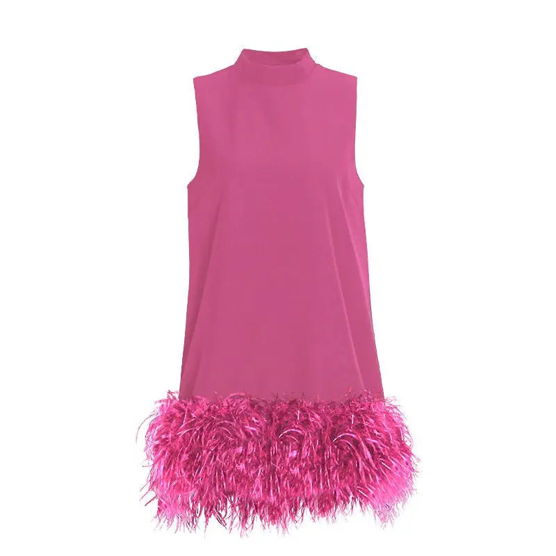 AUSTRALIAN STITCHING HEM FEATHER DRESS-VETEMENTS