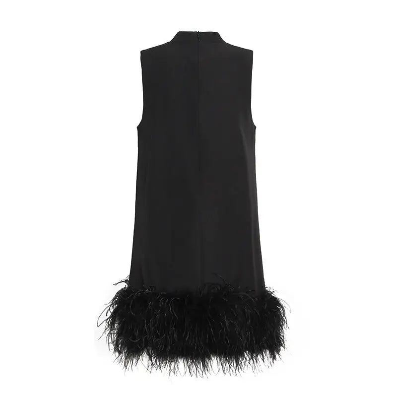 AUSTRALIAN STITCHING HEM FEATHER DRESS-VETEMENTS