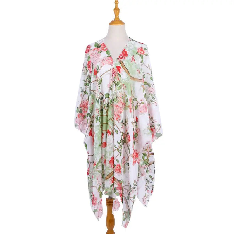 FLORAL CHIFFON BEACH COVER UP-VETEMENTS