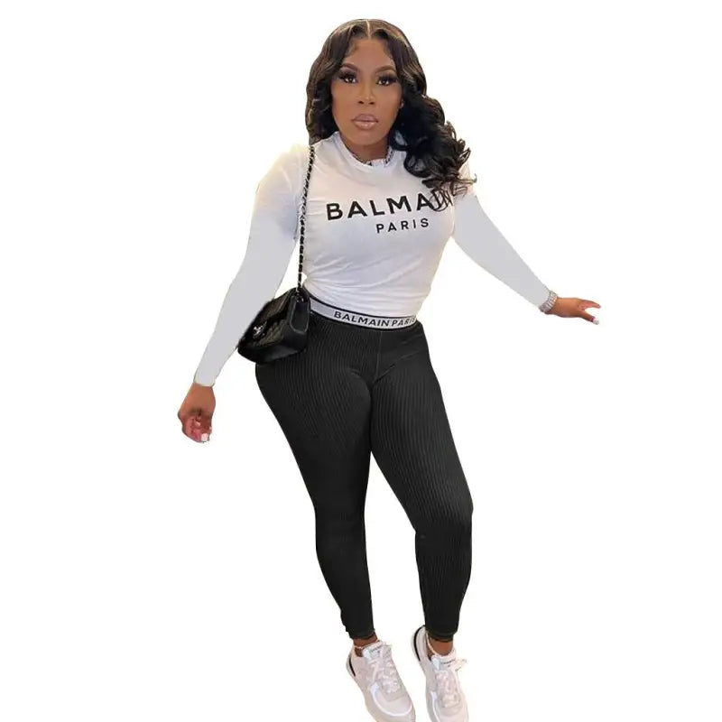 Floral Unique Two Piece Set featuring a Slim Long Sleeve Top and stylish pants combo