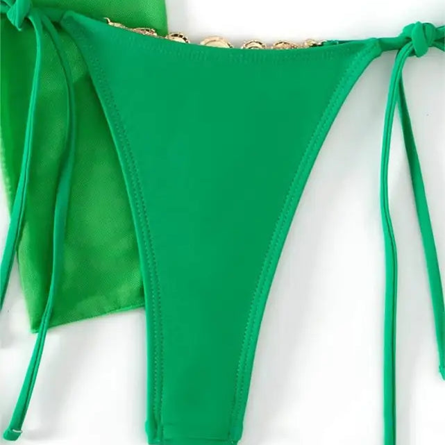 FLUORESCENT BIKINI THREE PIECE SET