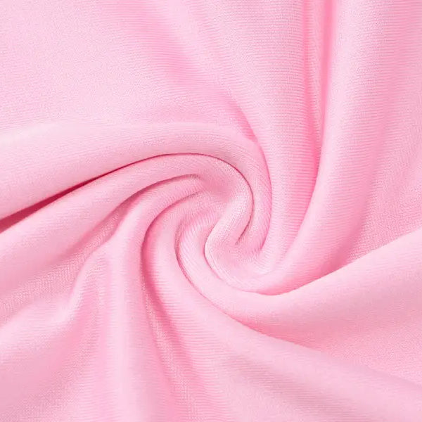 Swirling pink fabric of Halterneck Deep V Ruffled Dress with free shipping option