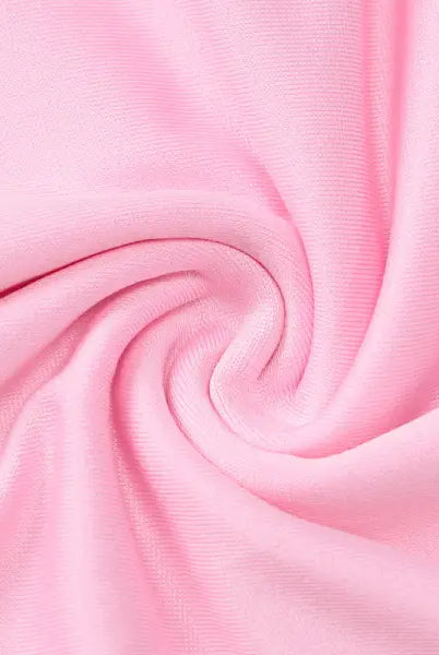 Swirling pink fabric of Halterneck Deep V Ruffled Dress with free shipping option