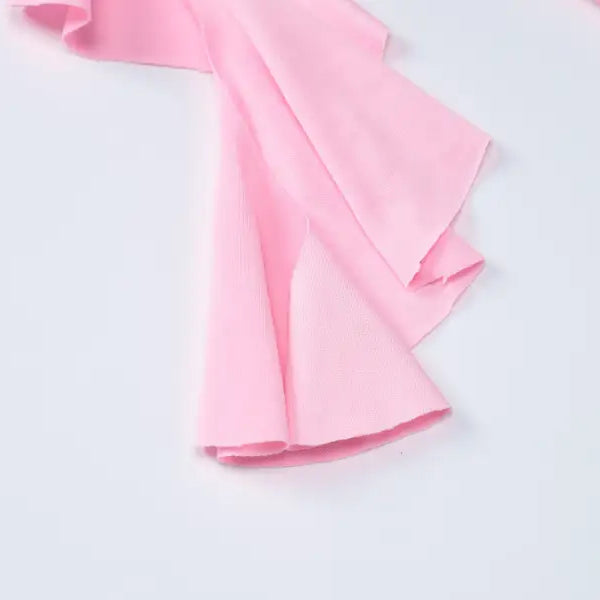 Pink ruffled fabric for halterneck deep V dress with free shipping option