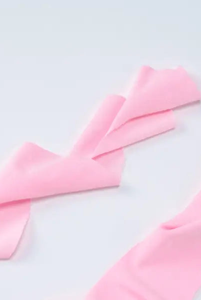 Pink fabric strips for halterneck deep V ruffled dress, available with free shipping