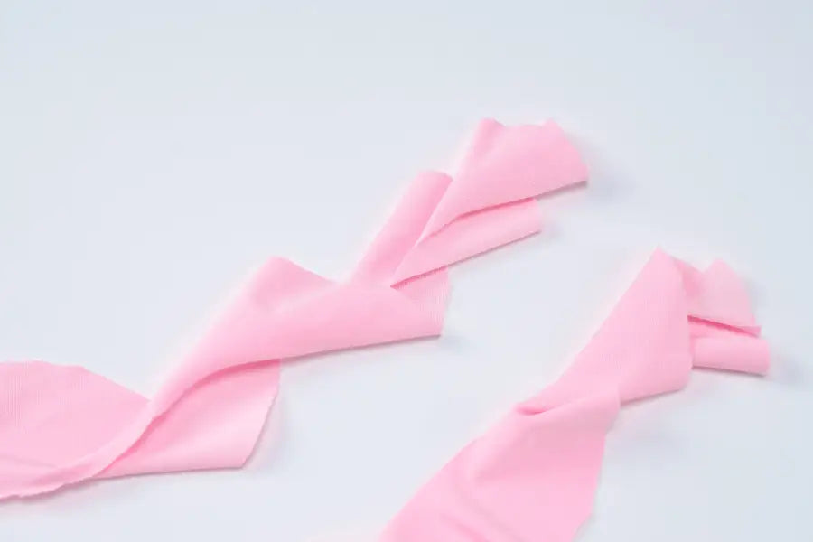 Pink fabric strips for halterneck deep V ruffled dress, available with free shipping