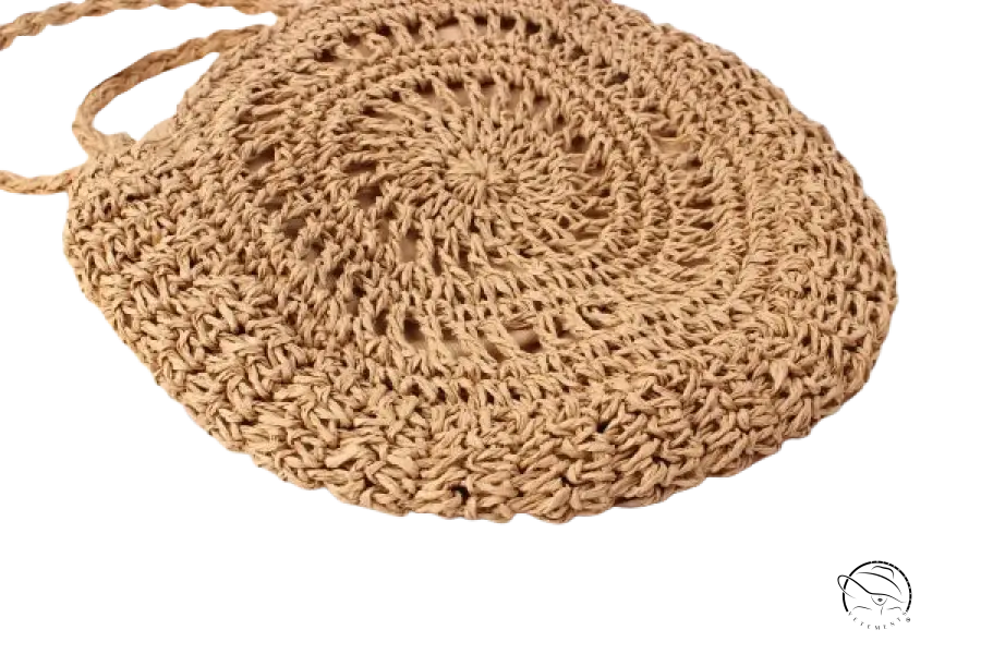 Handmade crochet bag in beige with light brown bow knot