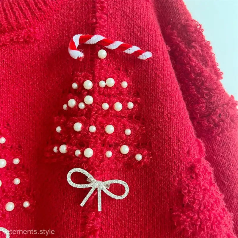 HANDMADE PEARL CHRISTMAS THEME SWEATER-VETEMENTS