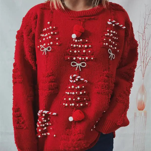 HANDMADE PEARL CHRISTMAS THEME SWEATER-VETEMENTS