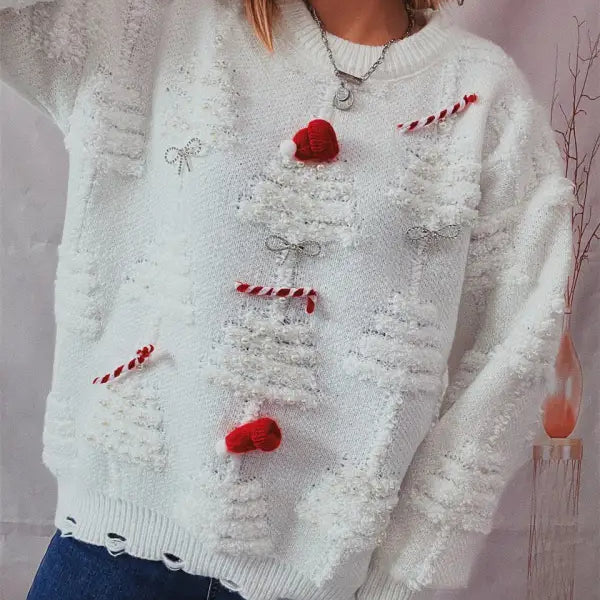 HANDMADE PEARL CHRISTMAS THEME SWEATER-VETEMENTS