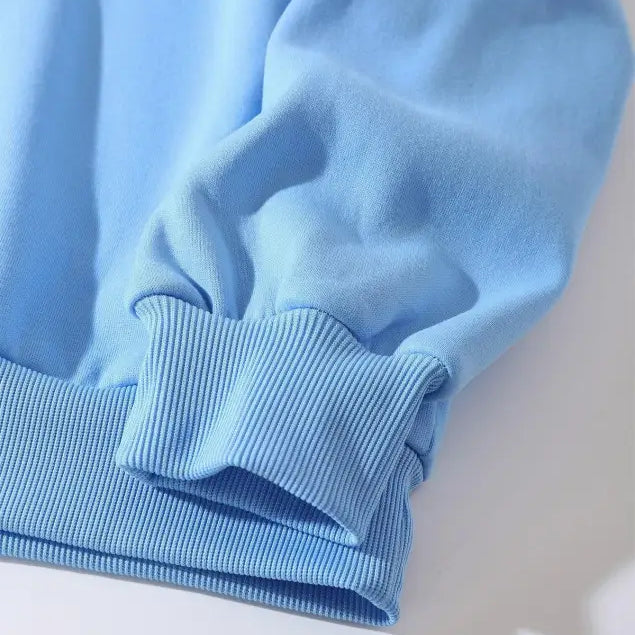 Light blue sweatshirt sleeve with ribbed cuff from Hawkins Cute Sweater for Fall Winter Korean