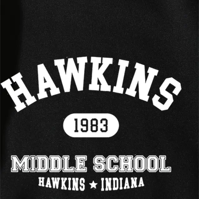 Black Hawkins Cute Sweater featuring white text design, ideal for Fall Winter Korean style