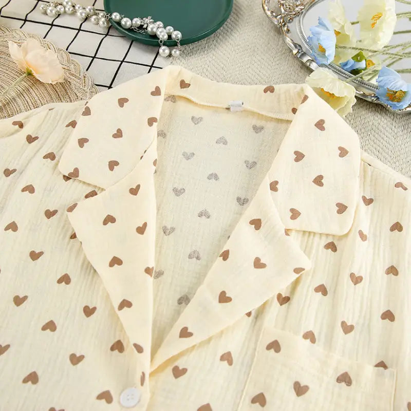 HEART PRINTING COTTON PAJAMAS SET-VETEMENTS