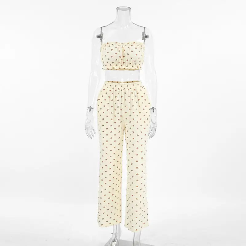 HEART PRINTING COTTON PAJAMAS SET-VETEMENTS