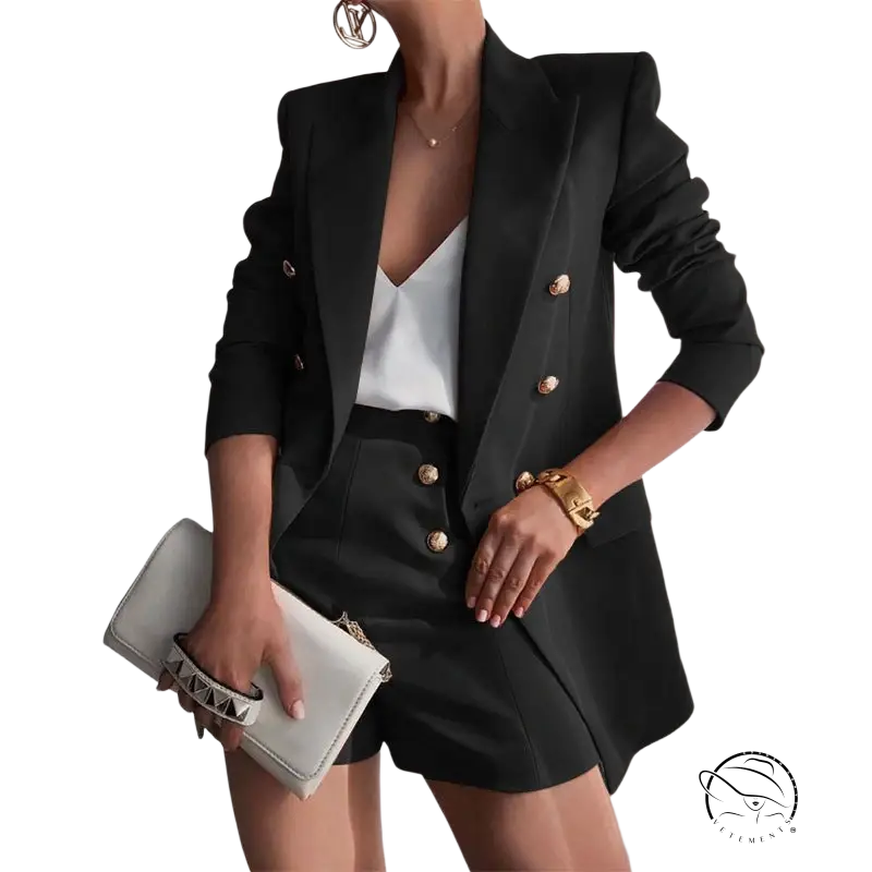 High end shorts and pure jacket high set with gold buttons