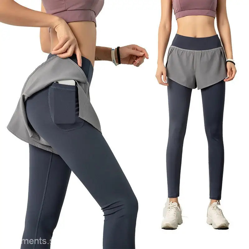 Women’s athletic leggings with attached shorts in High Rise Sport Blend Faux Two Piece Tights