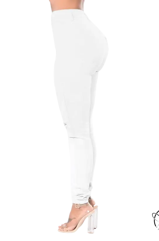 High waist ripped white snowflake jeans