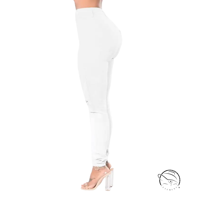 High waist ripped white snowflake jeans