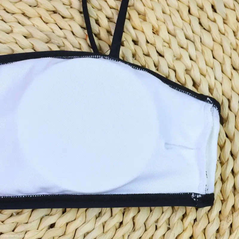 White face mask with black trim and straps for High Waist Sexy Bikini Summer Swimwear