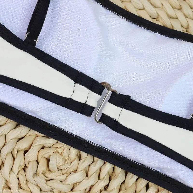 Black and white striped fabric with metal slider for High Waist Sexy Bikini design