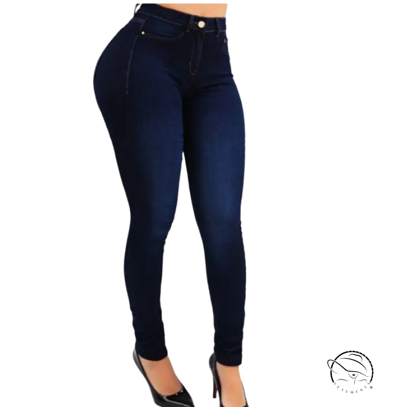 High waist stretch slim fit skinny denim pants for women