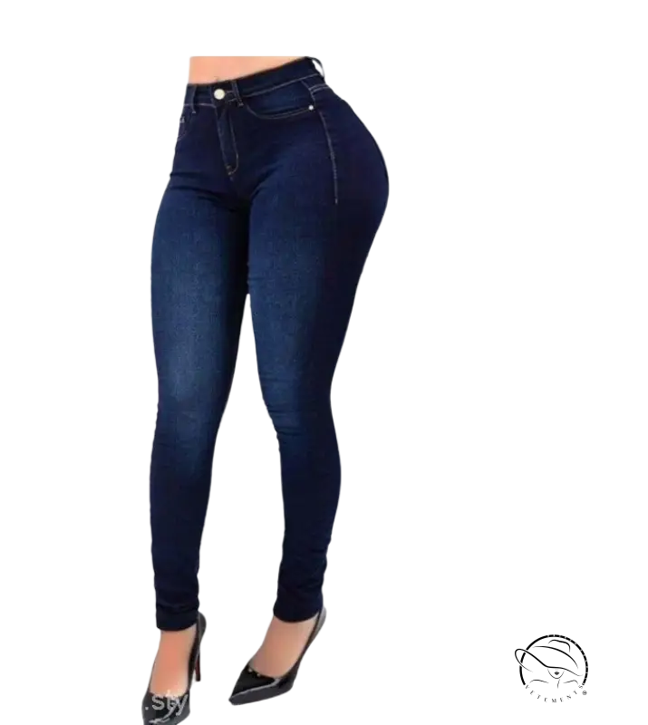 Dark blue high waist stretch slim fit skinny denim jeans